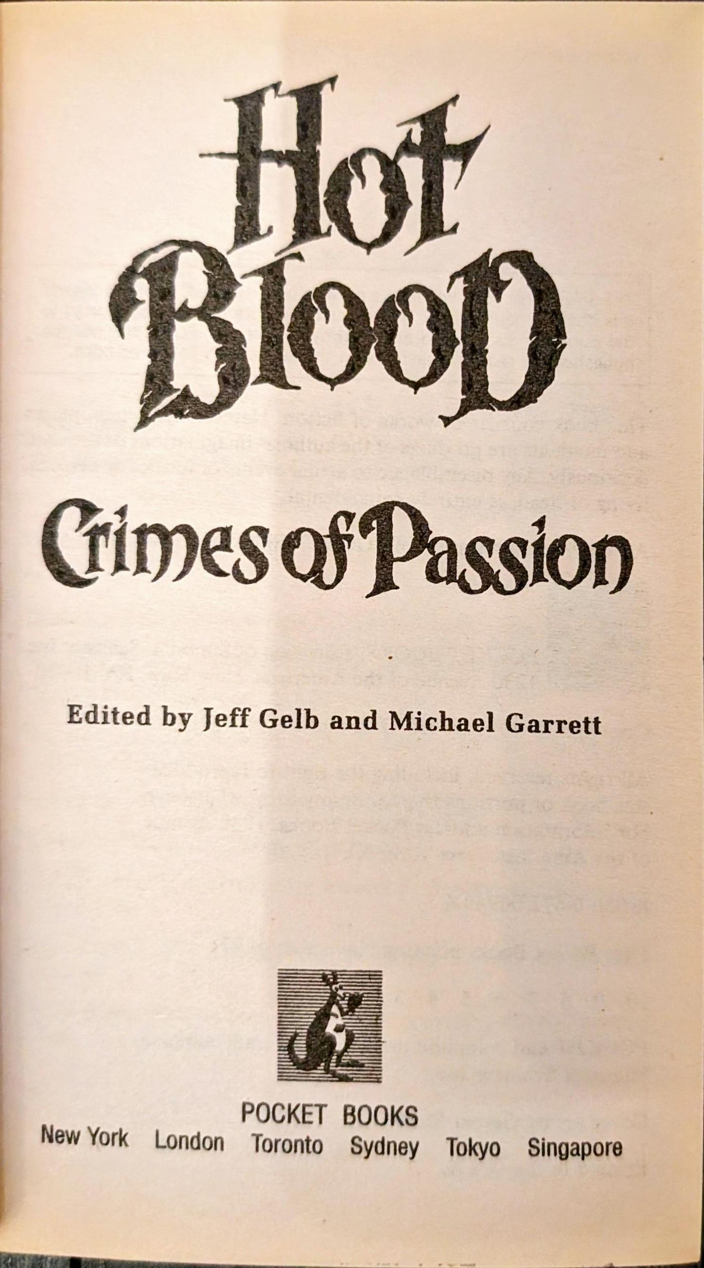 Hot Blood: Crimes of Passion edited by Jeff Gelb and Michael Garrett