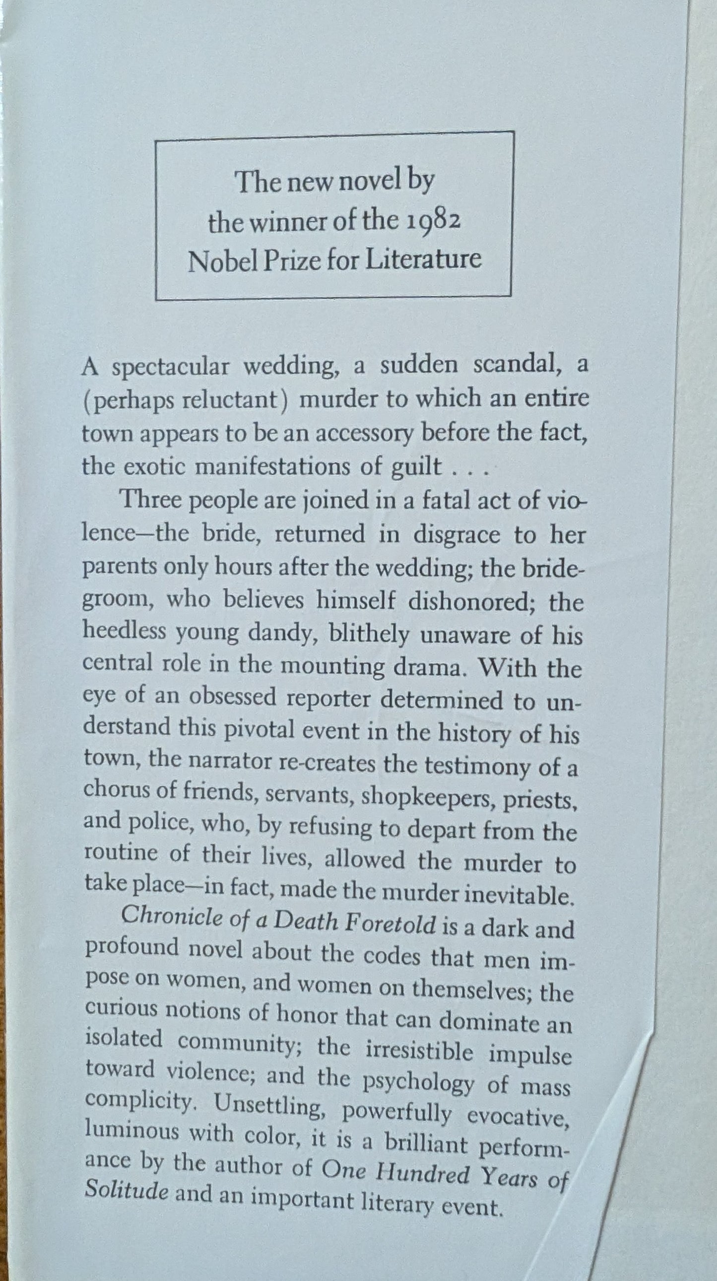 Chronicle of a Death Foretold by Gabriel Garcia-Marquez