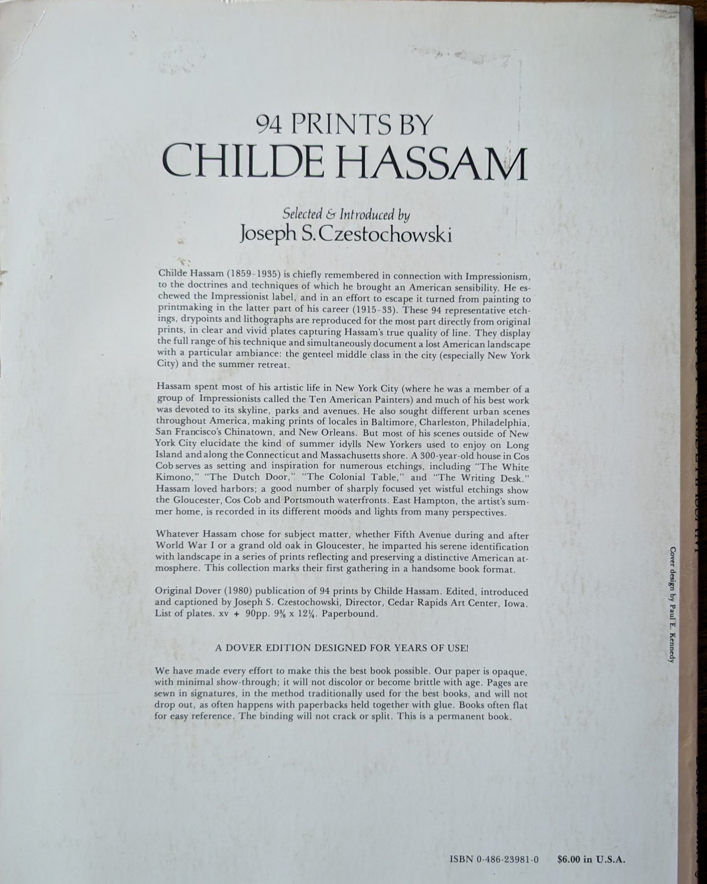 94 Prints by Childe Hassam selected and introduced by Joseph S. Czestochowski