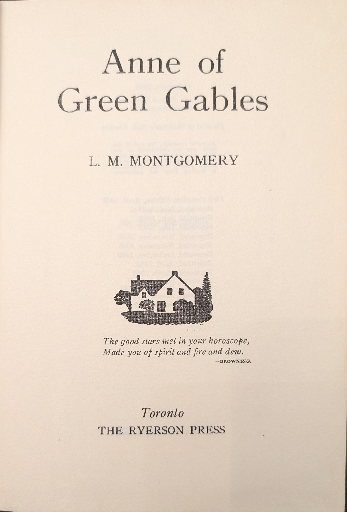 Anne of Green Gables by L. M Montgomery