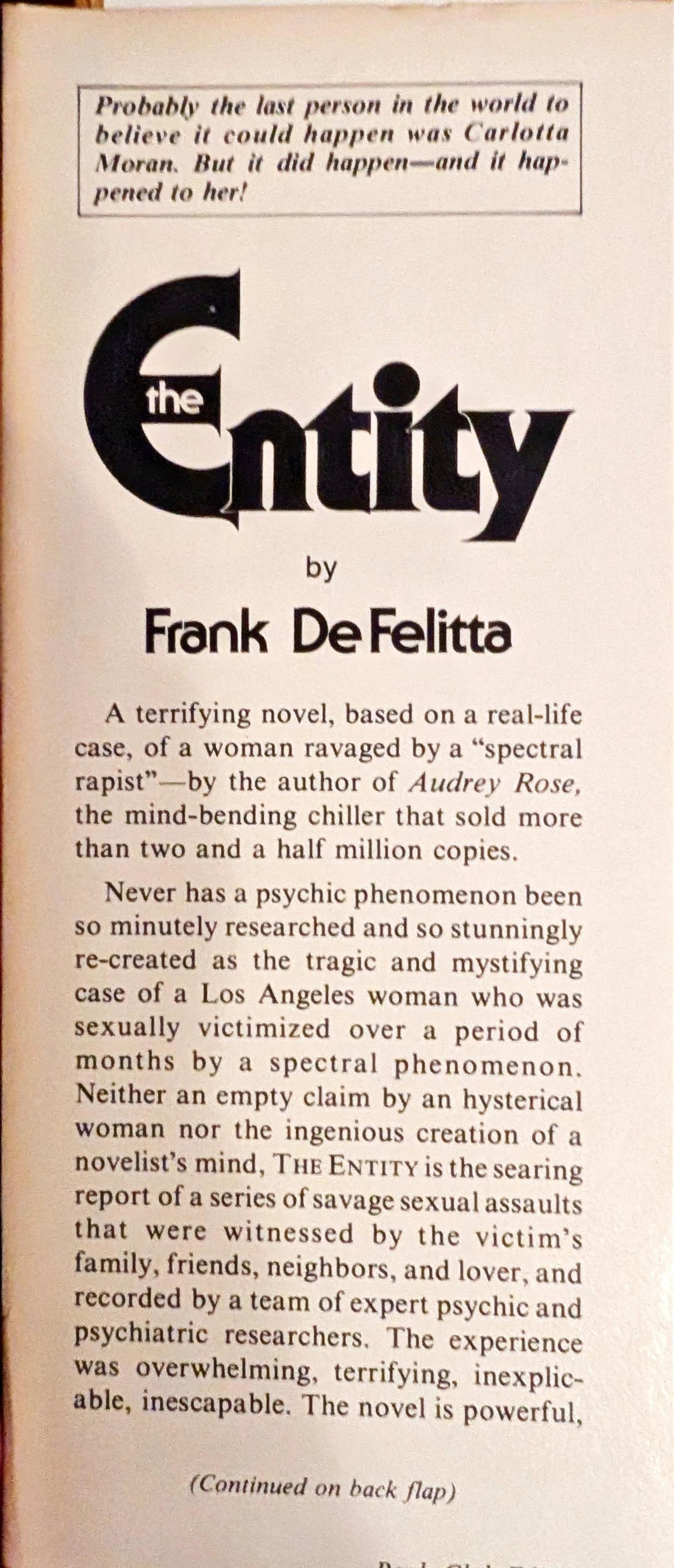 The Entity by Frank DeFelitta