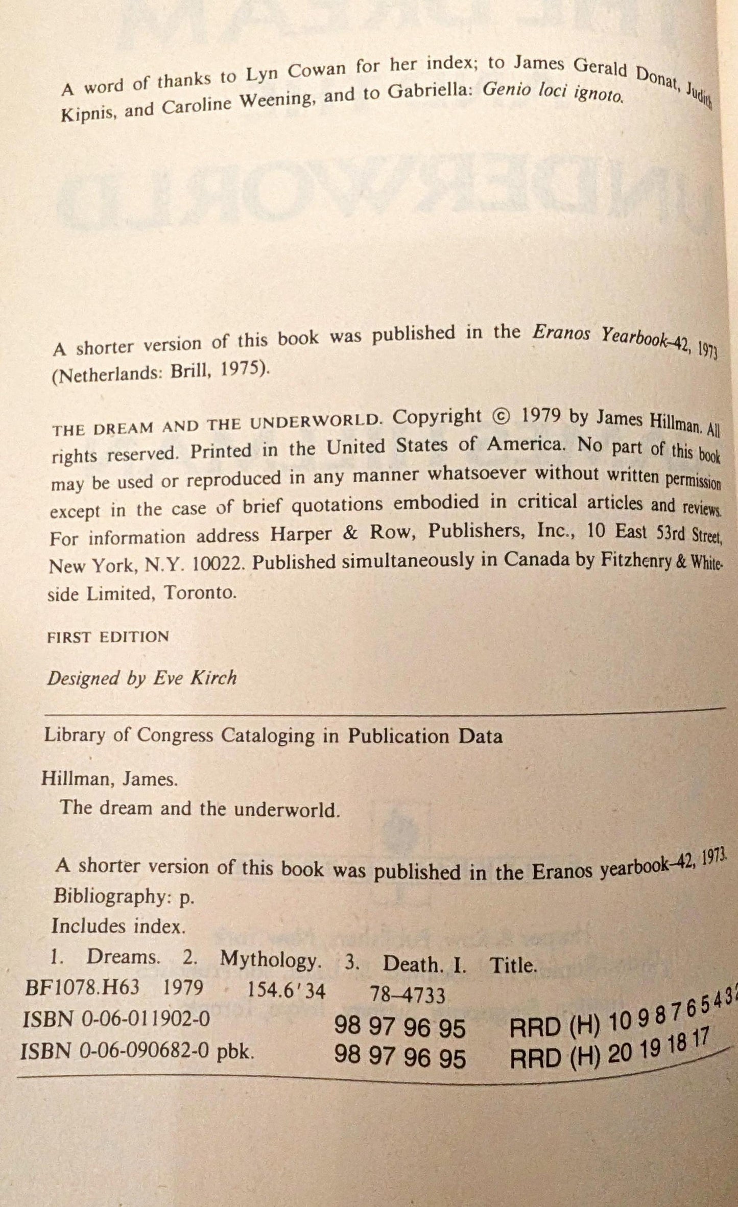 The Dream and The Underworld by James Hillman