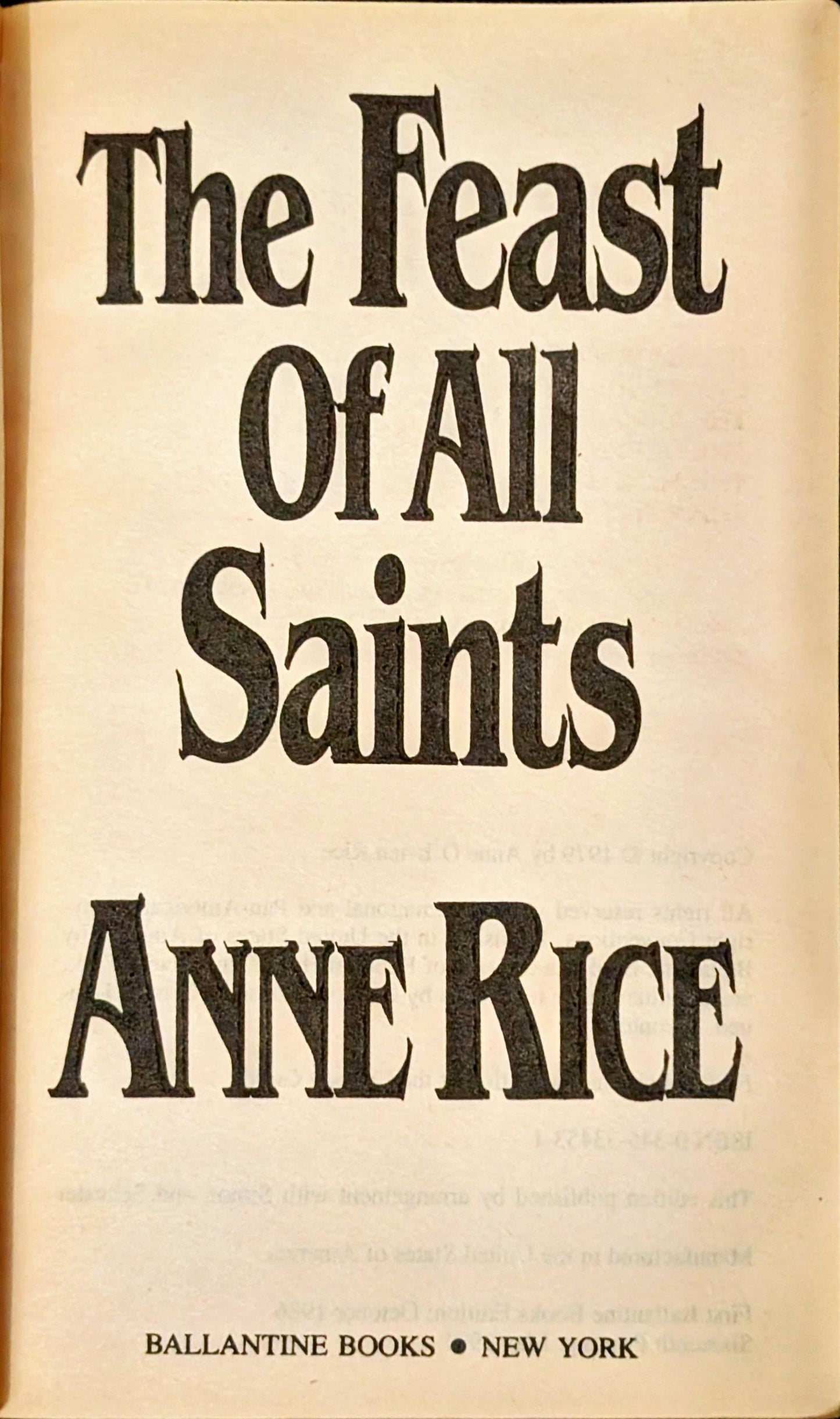 The Feast of All Saints by Anne Rice