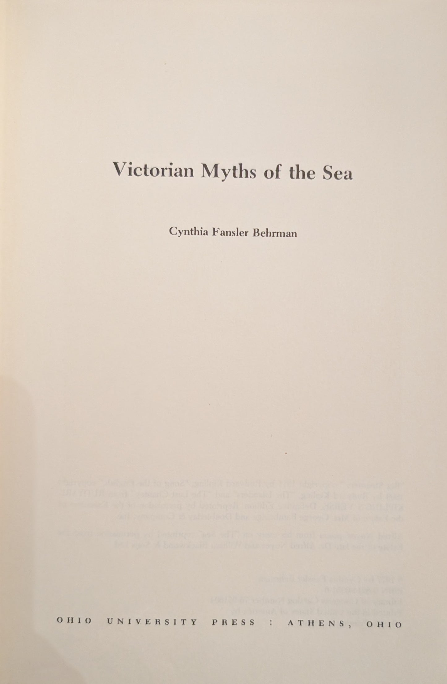 Victorian Myths of the Sea by Cynthia Fansler Behrman