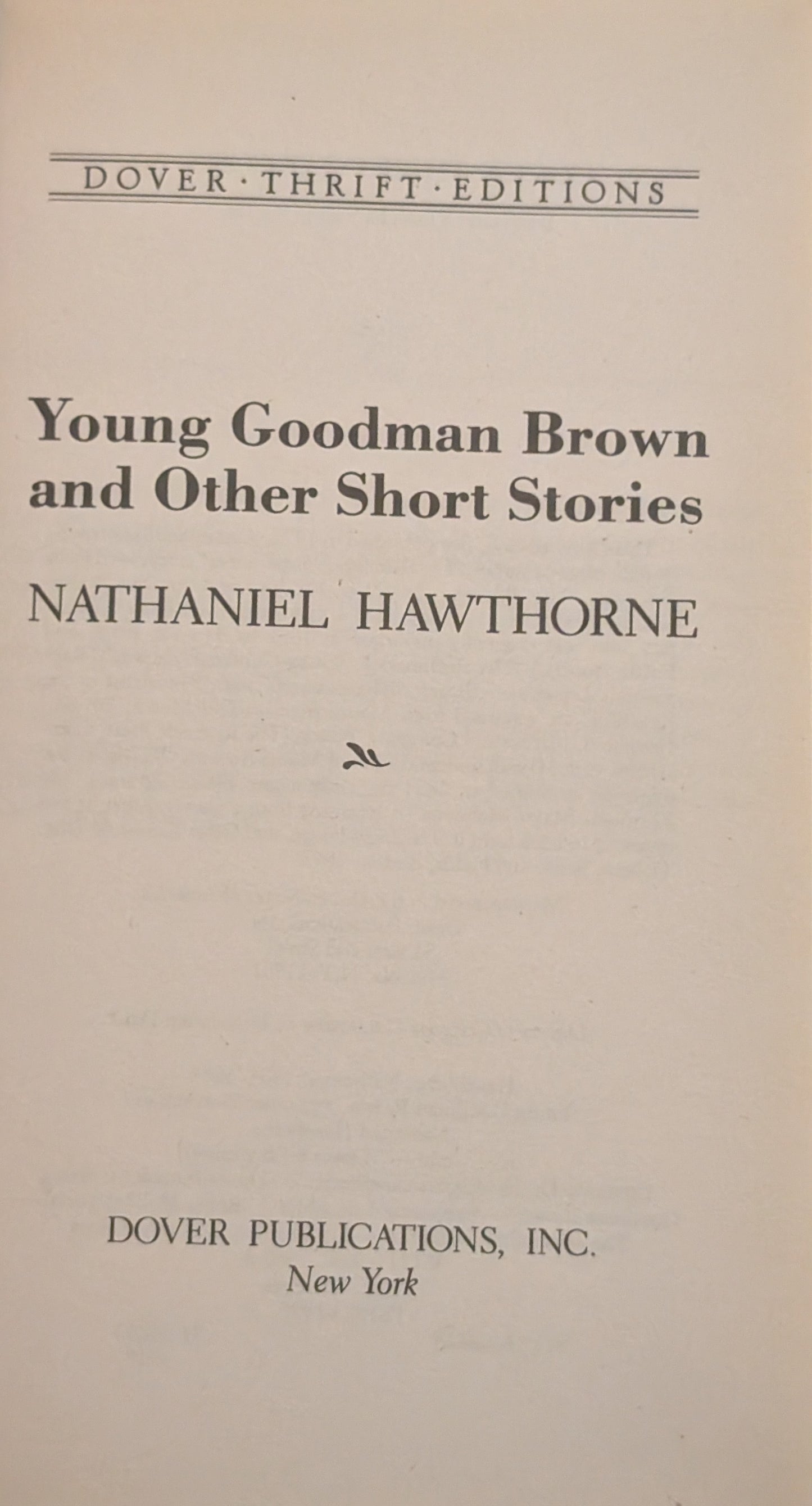 Young Goodman Brown and Other Short Stories by Nathaniel Hawthorne