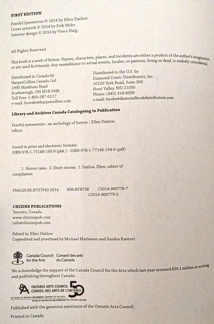 Fearful Symmetries edited by Ellen Datlow