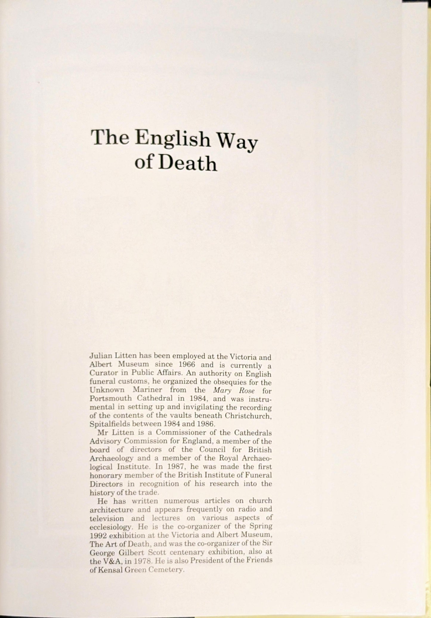 The English Way of Death: The Common Funeral Since 1450 by Julian Litten