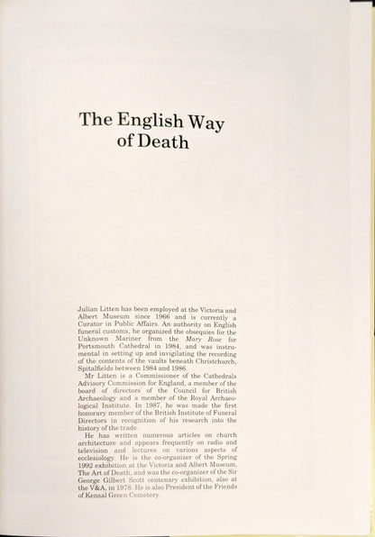 The English Way of Death: The Common Funeral Since 1450 by Julian Litten