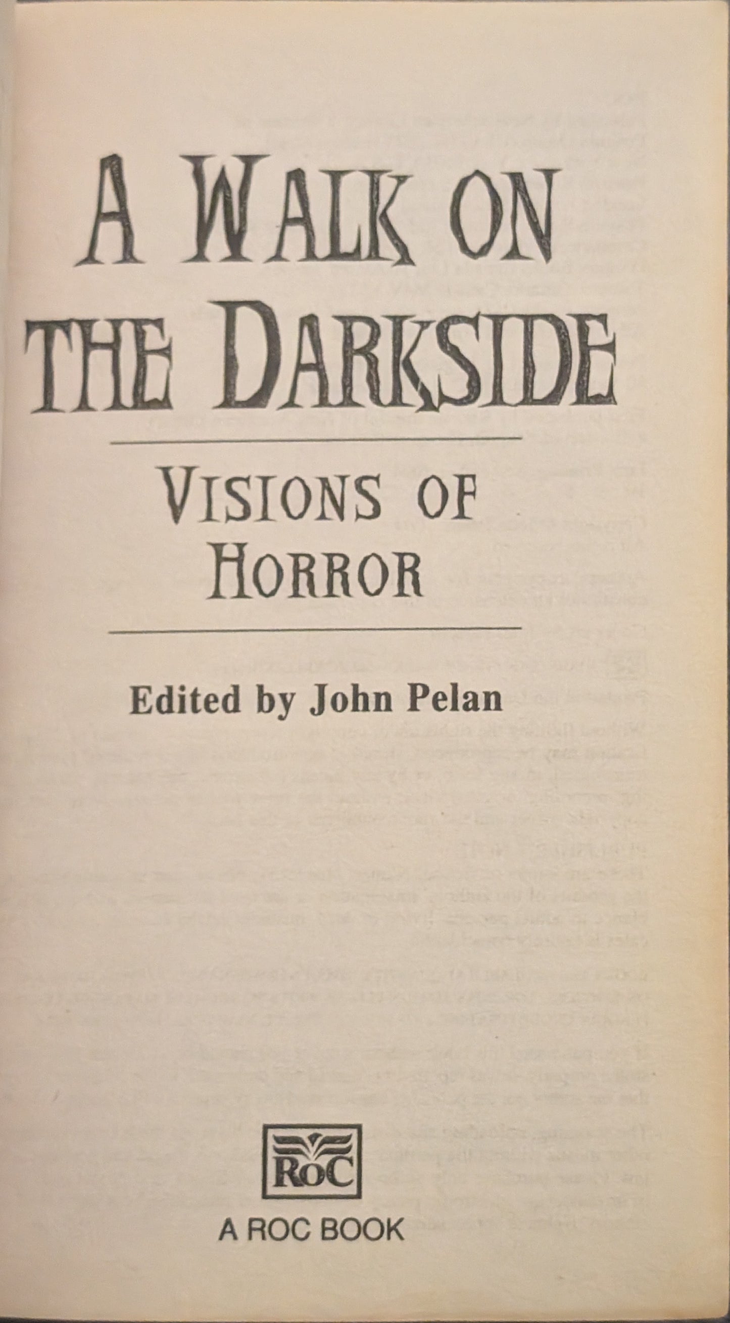 A Walk on the Darkside: Visions of Horror edited John Pelan