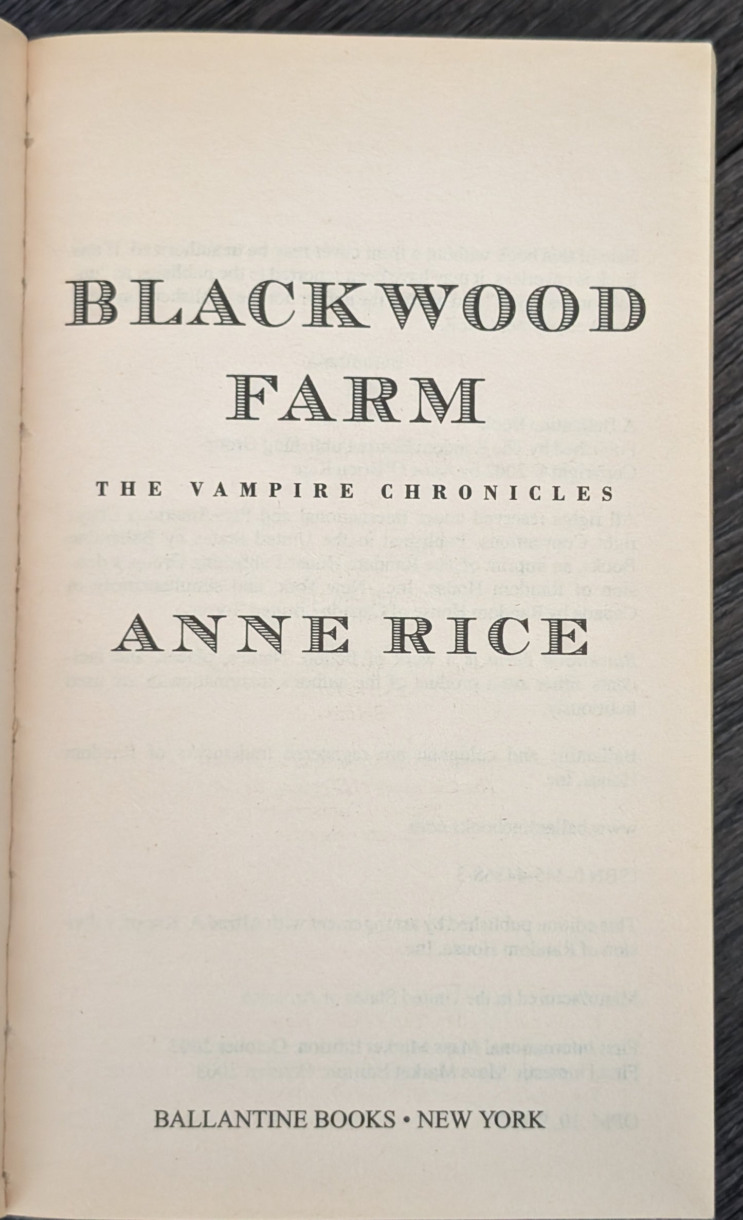 Blackwood Farm by Anne Rice