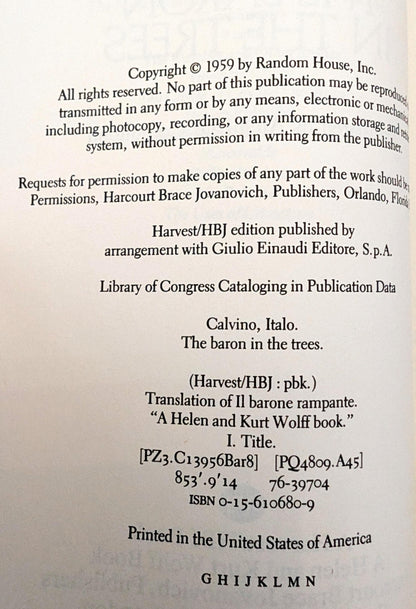 The Baron in the Trees by Italo Calvino