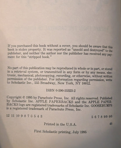 Escape from the Carnival of Horrors (Reader Beware # 1) by R.L Stine