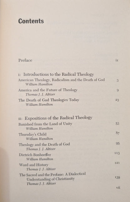 Radical Theology and The Death of God by Thomas J.J Altizer and William Hamilton to