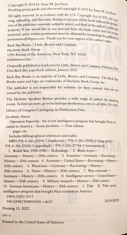 Operation Paperclip: The Secret Intelligence Program That Brought Nazi Scientists to America