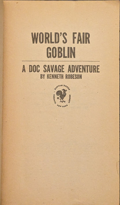 A Doc Savage Adventure: World's Fair Goblin by Kenneth Robeson