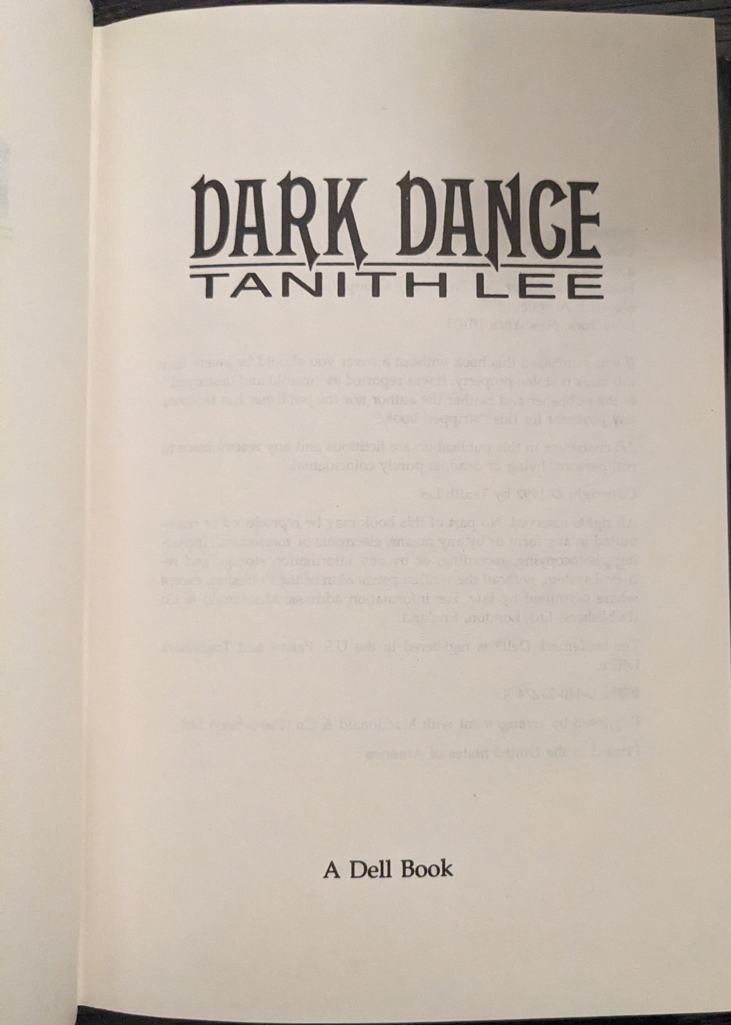 Dark Dance: A Novel of Horror by Tanith Lee