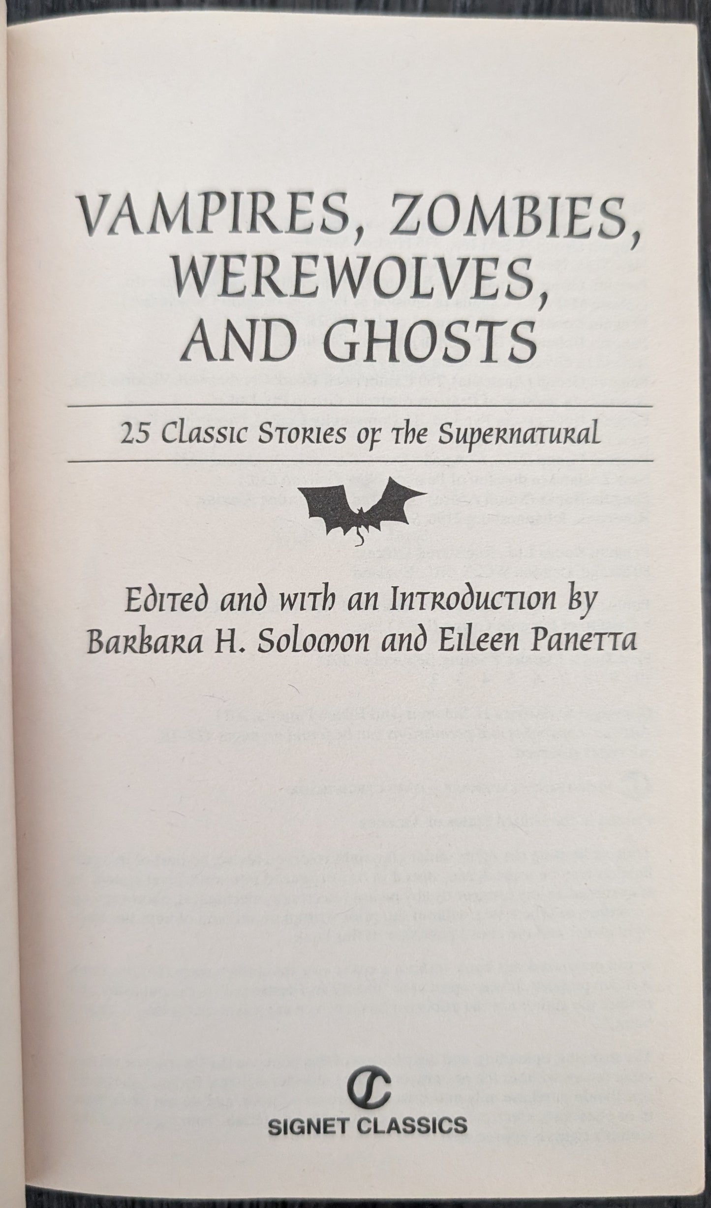 Vampires, Zombies, Werewolves, and Ghosts edited by Barbara H. Solomon and Eileen Panetta