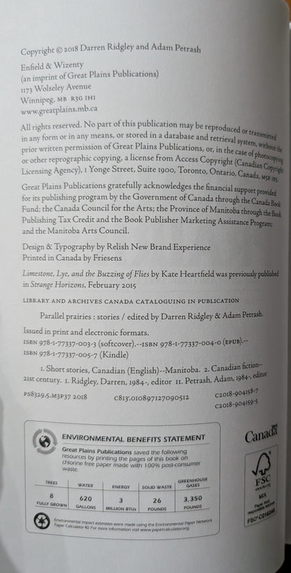 Parallel Prairies: Stories of Manitoba Speculative Fiction by Darren Ridgley and Adam Petrash