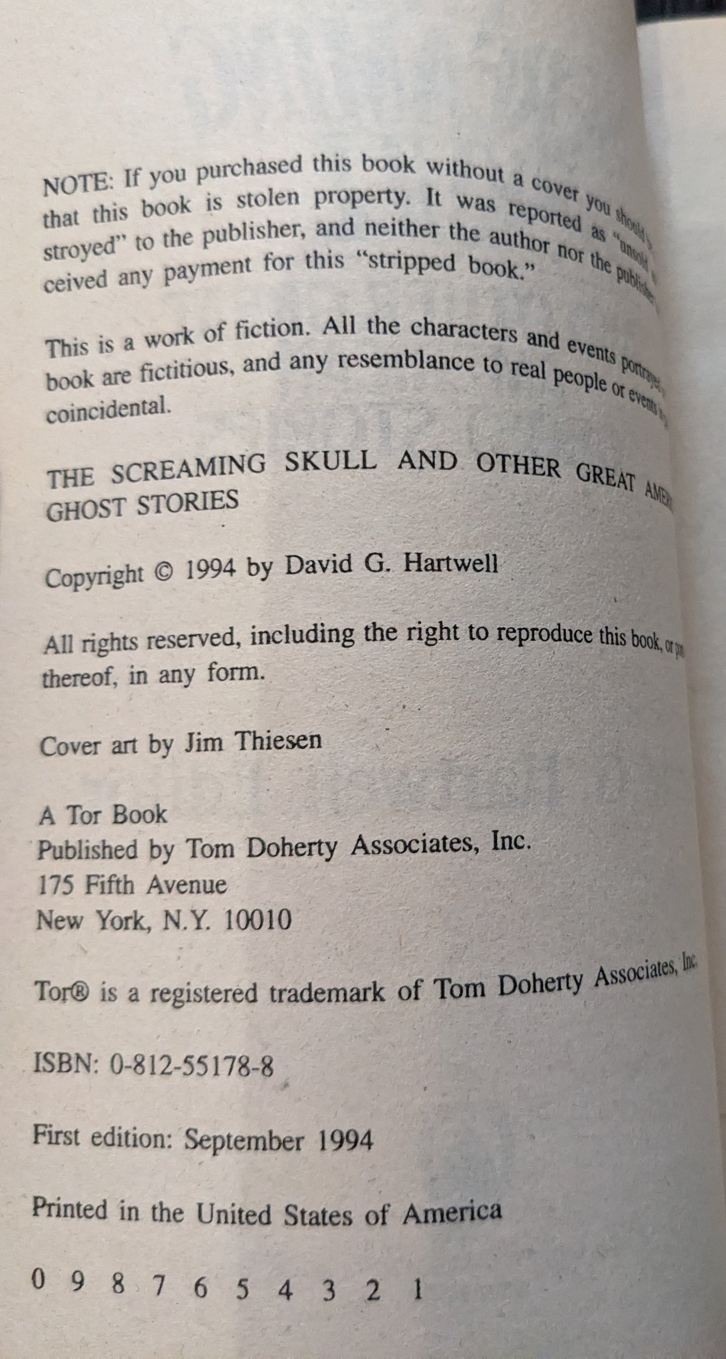 The Screaming Skull and Other Great American Ghost Stories edited by David G. Hartwell