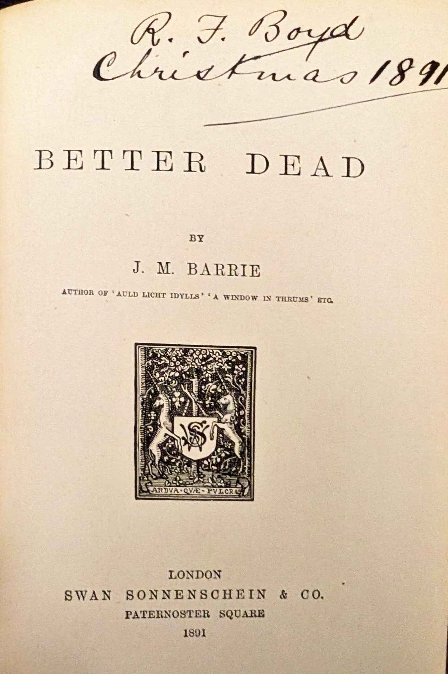 Better Dead by J.M Barrie