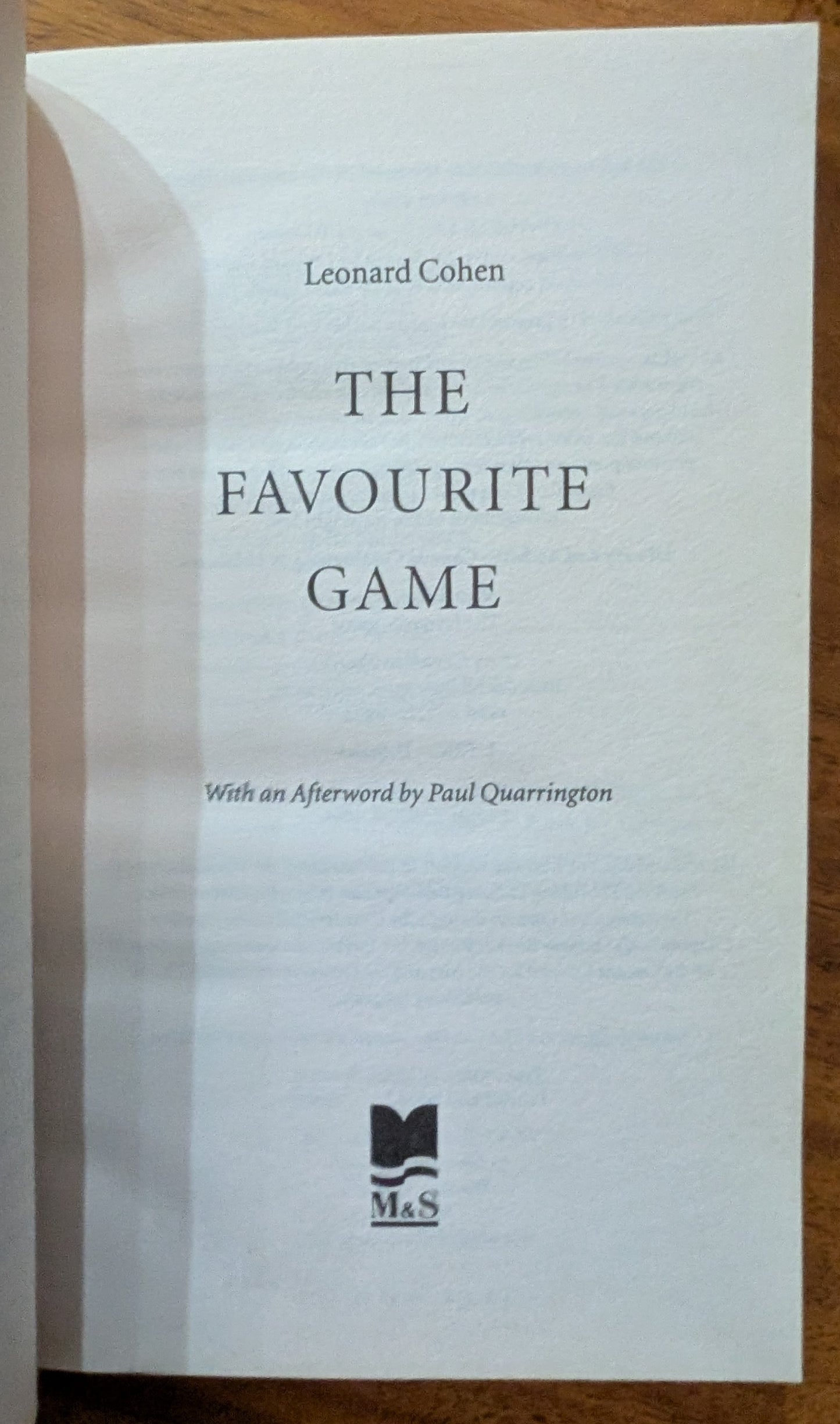 The Favourite Game by Leonard Cohen