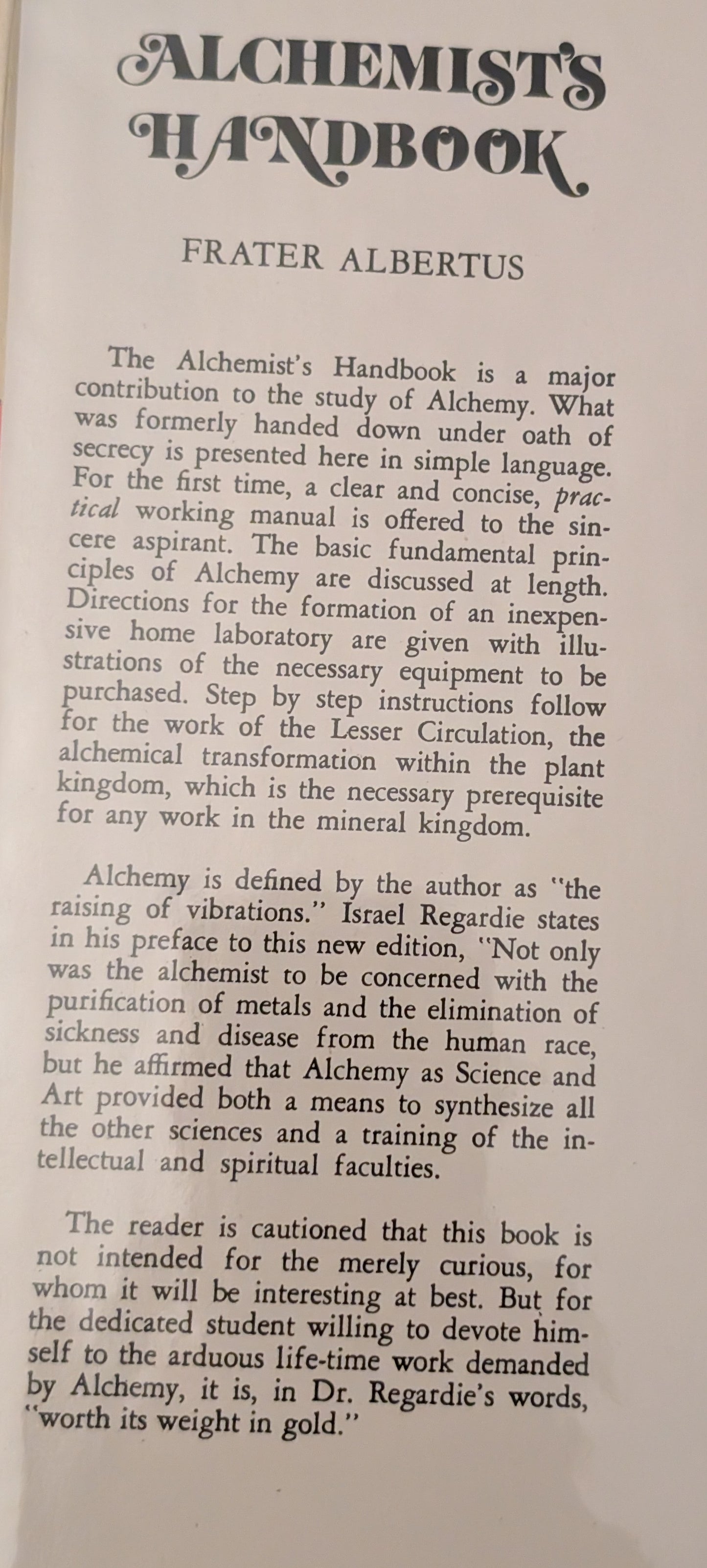 Alchemist's Handbook by Frater Albertus