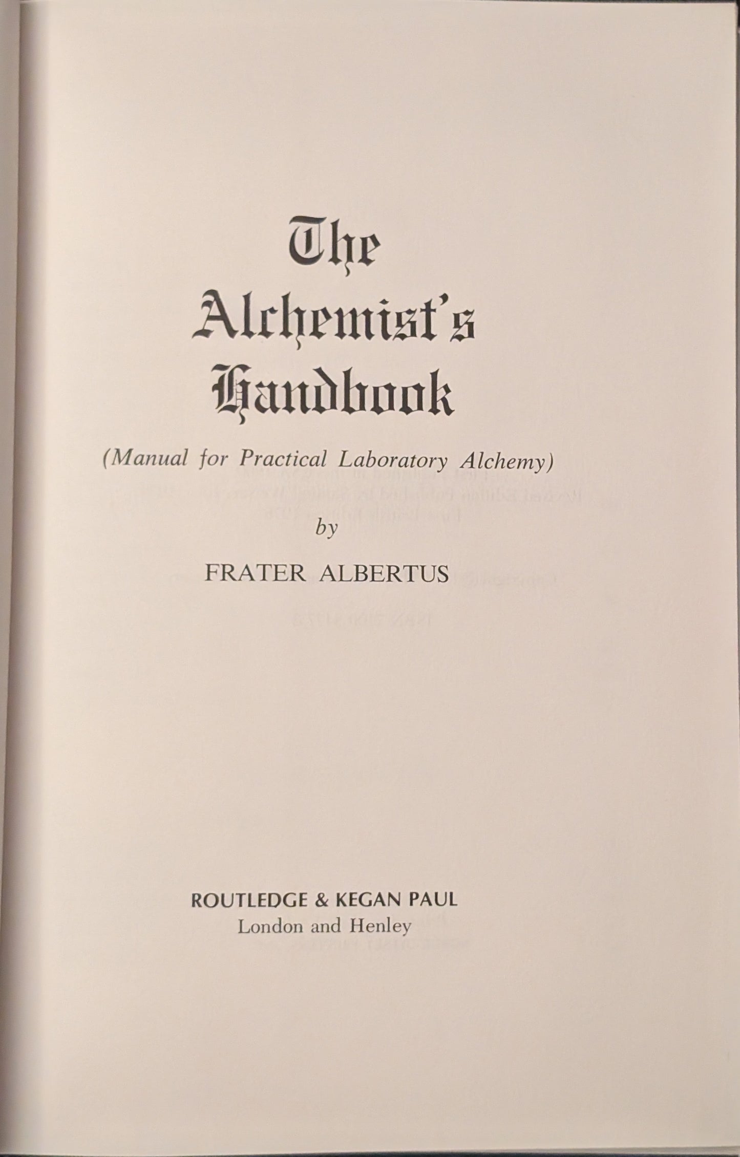 Alchemist's Handbook by Frater Albertus