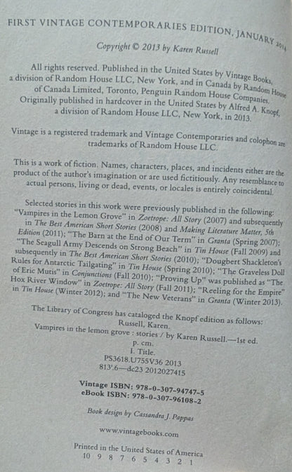 Vampires in the Lemon Grove by Karen Russell