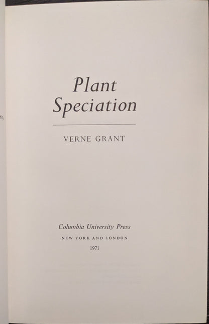 Plant Speciation by Verne Grant