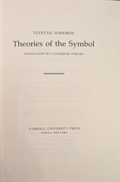 Theories of the Symbol by Tzvetan Todorov