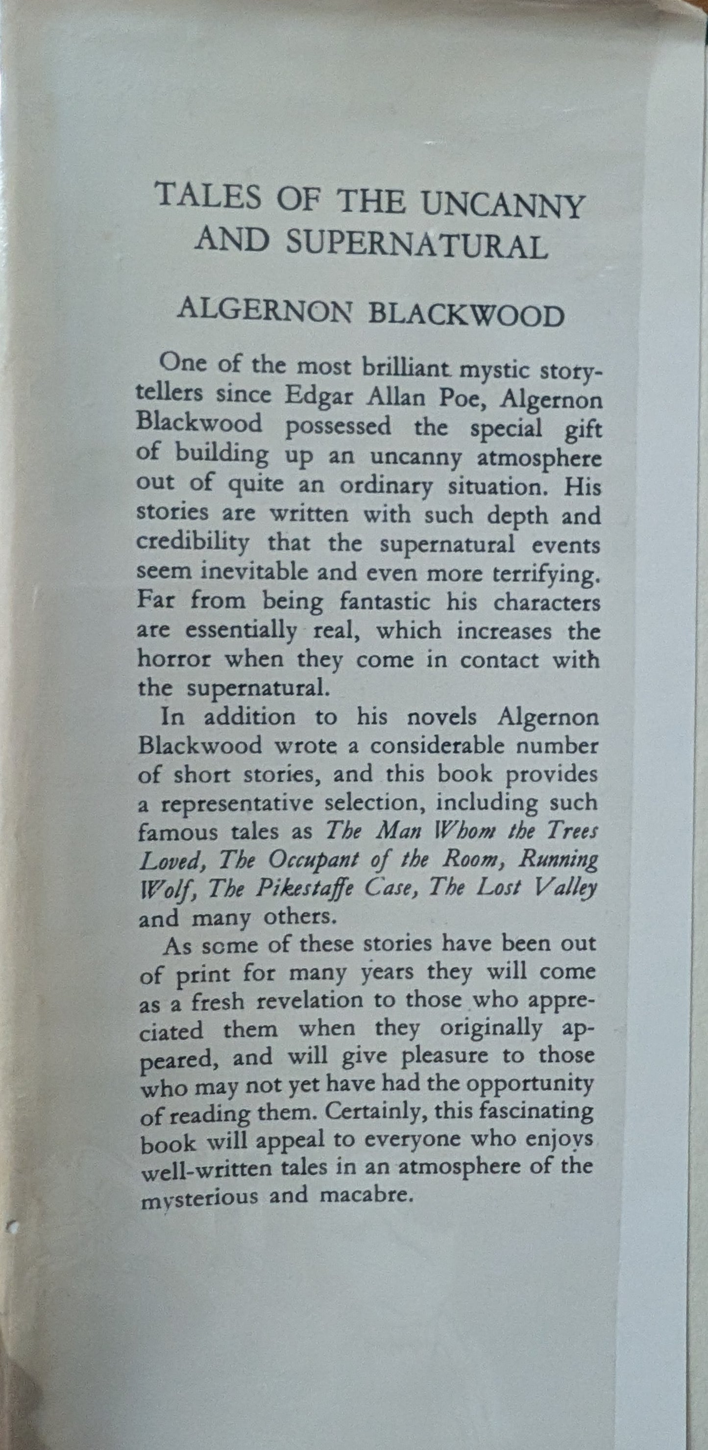 Tales of the Uncanny and Supernatural by Algernon Blackwood