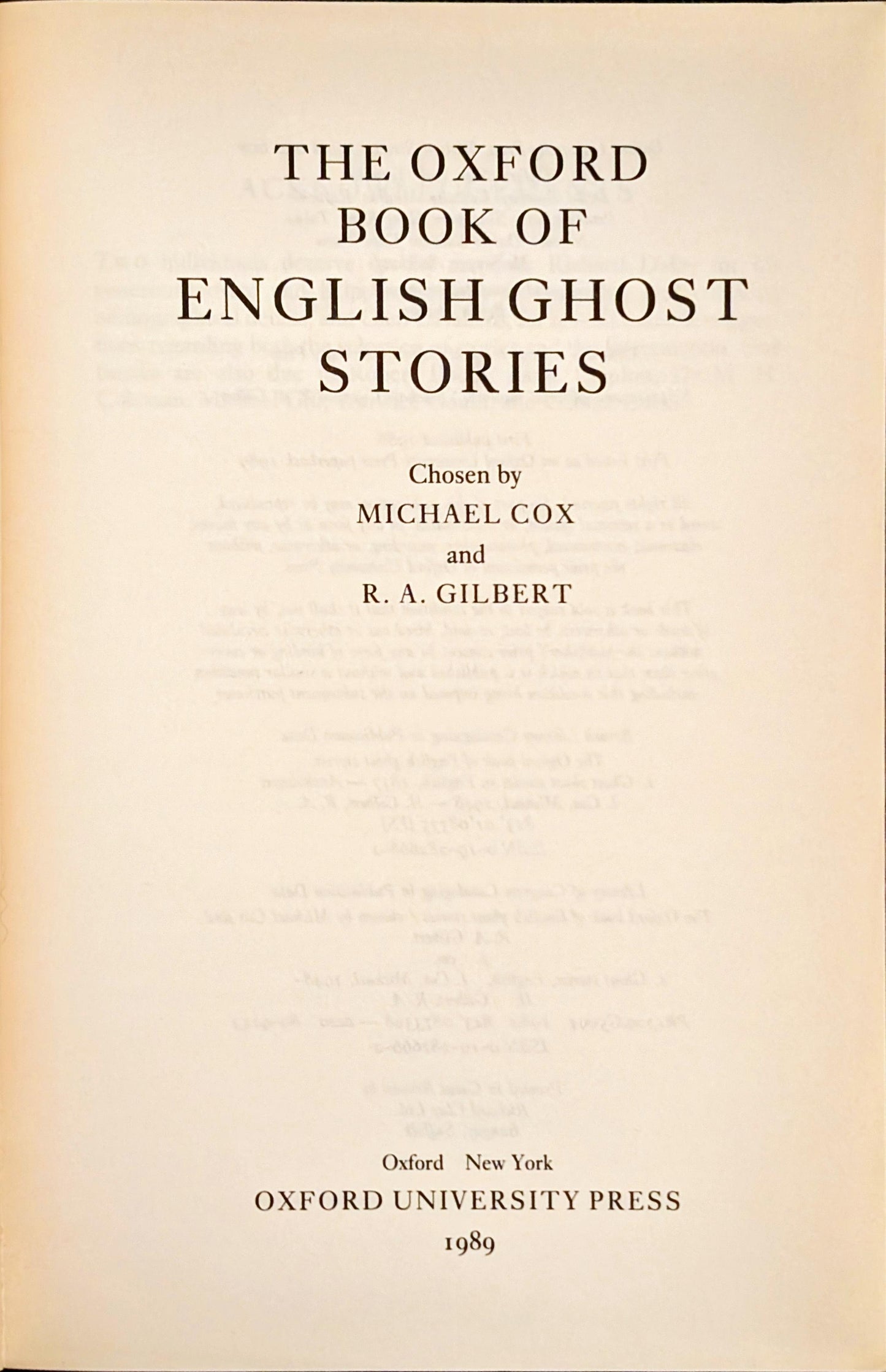 The Oxford Book of English Ghost Stories chosen by Michael Cox