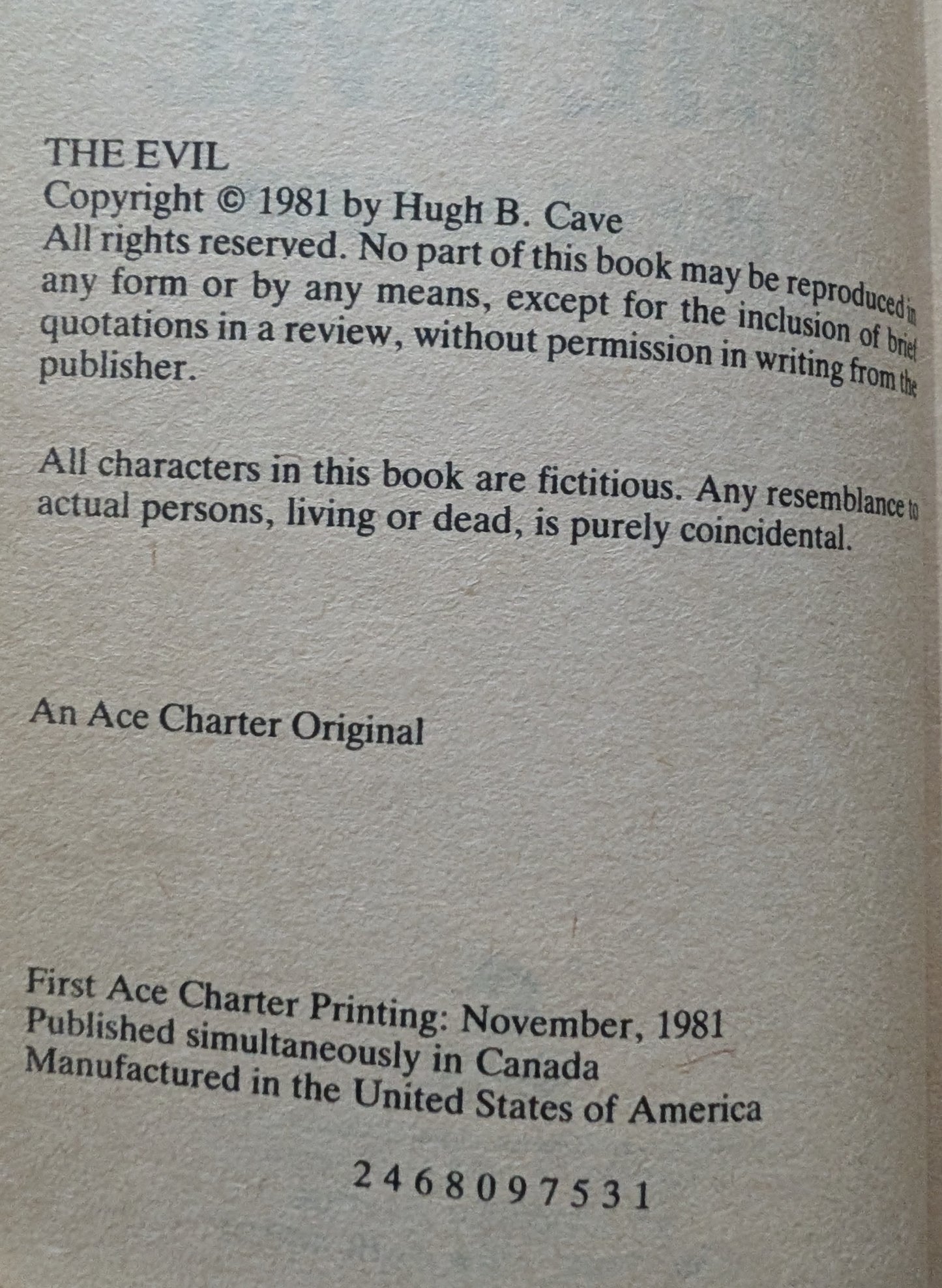 The Evil by Hugh B. Cave